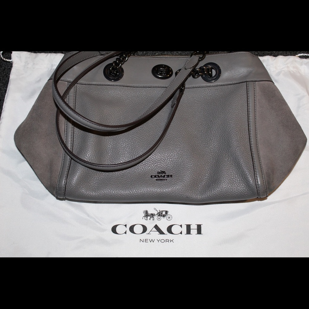 Coach 20165 purse mixed leather gray
